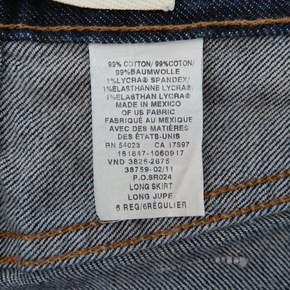 Gap Jeans Women 6 Long Skirt Dark Wash Blue Denim Jean Front Slit Pockets Y2K - Picture 7 of 10